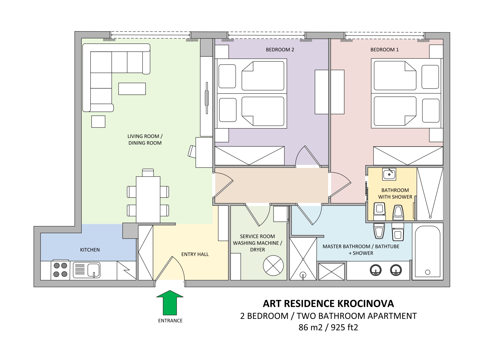 Floorplan of apartment 32 in Art Residence Krocinova in Prague