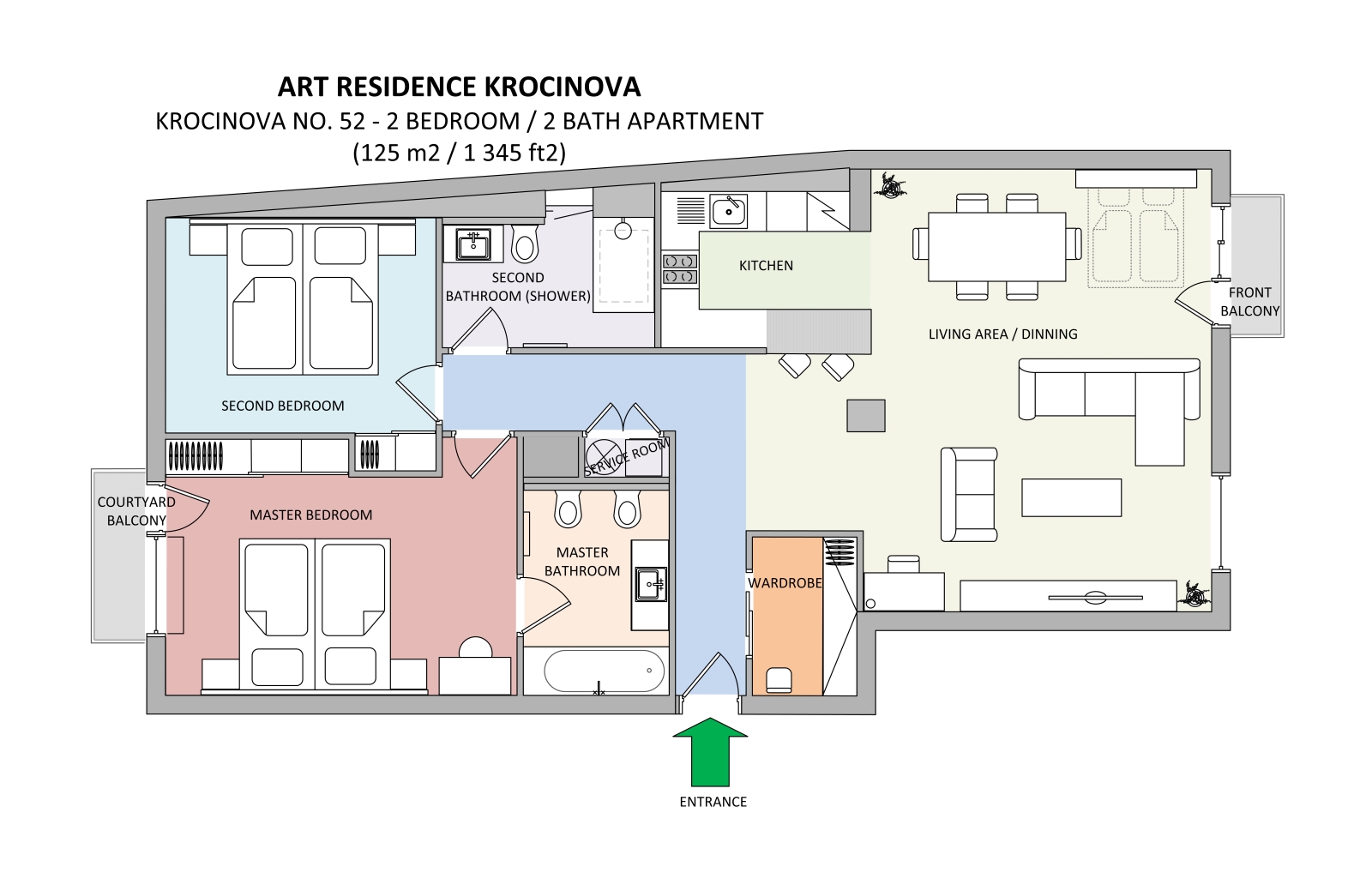 Floorplan of apartment 52 in Art Residence Krocinova in Prague