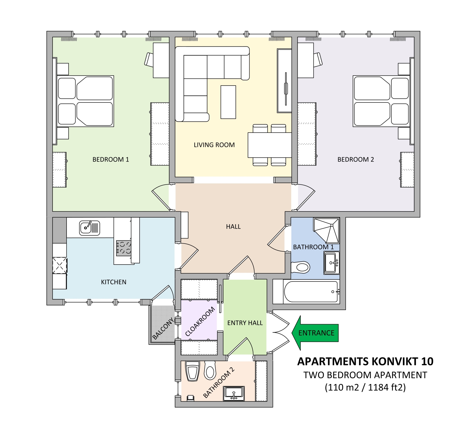 Floorplan of apartment 21 in Apartments Konvikt 10 residence in Prague