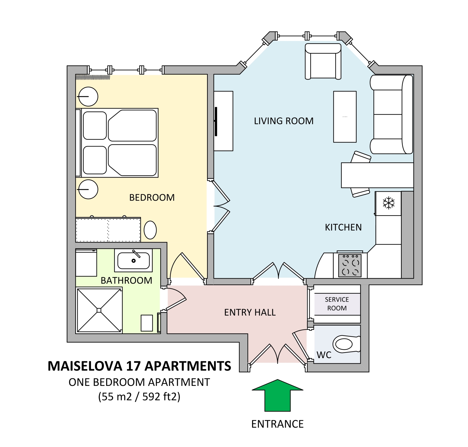 Floorplan of apartment 32 in Apartments Maiselova 17 residence in Prague