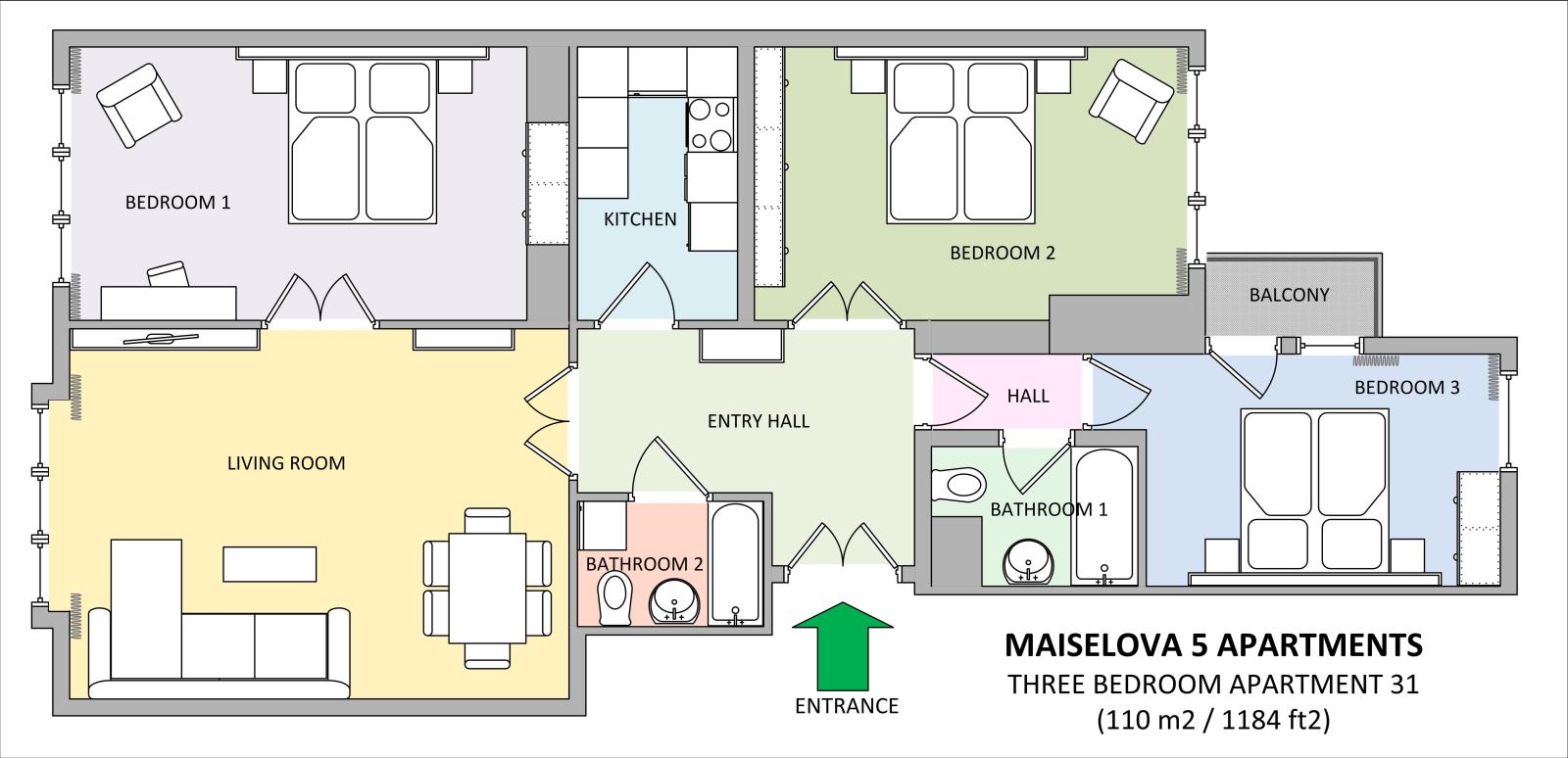 Floorplan of apartment 31 in Apartments Maiselova 5 residence in Prague