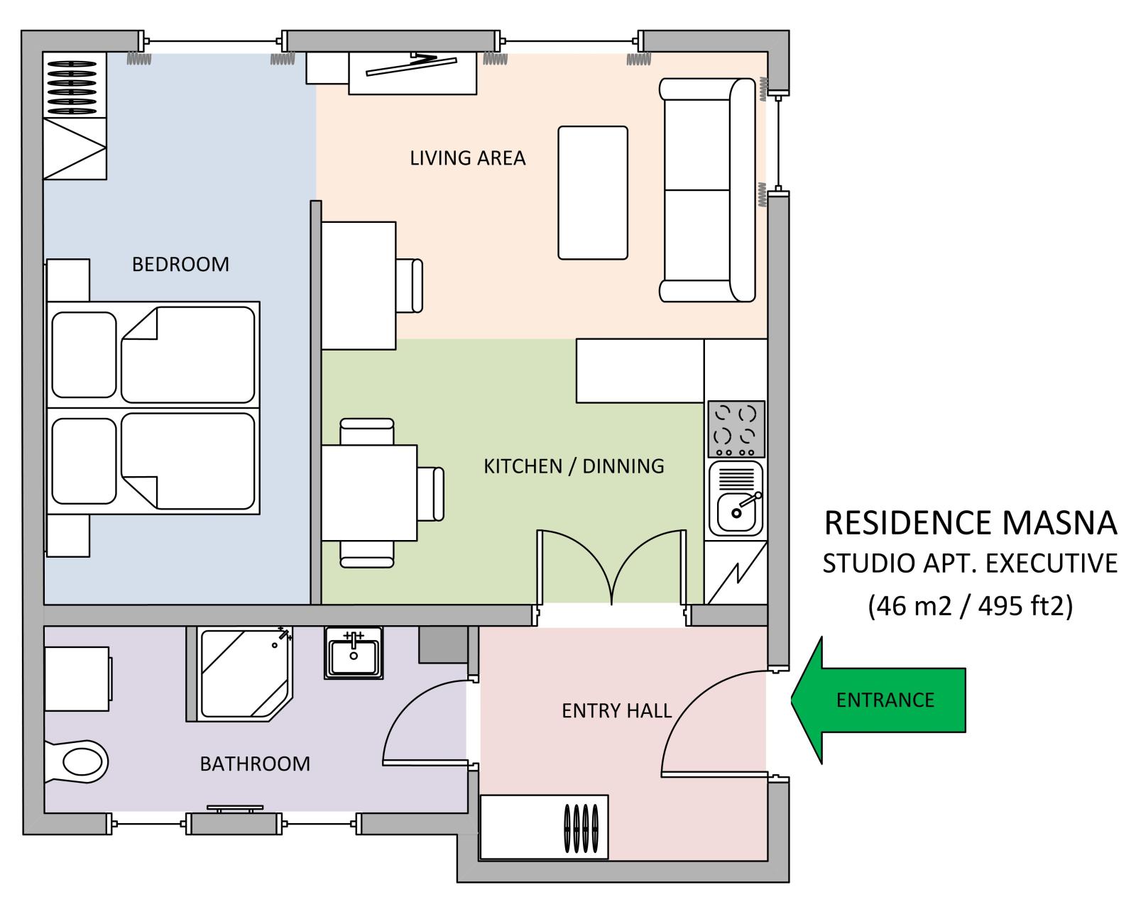 Floorplan of apartment x1 in Residence Masna in Prague