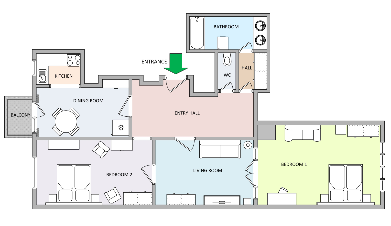 Floorplan of apartment 22 in National Theatre Apartments residence in Prague