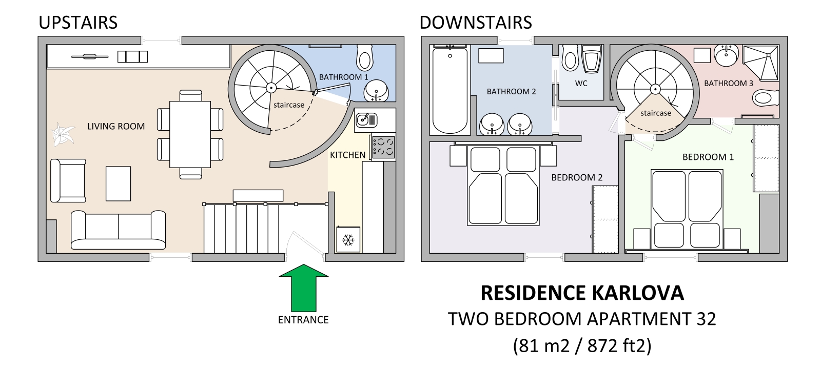 Floorplan of apartment 32 in Residence Karlova in Prague