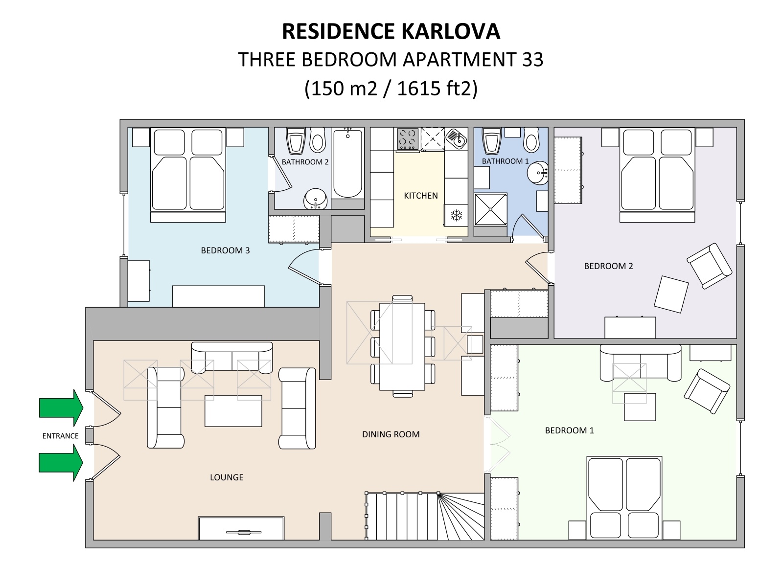 Floorplan of apartment 33 in Residence Karlova in Prague
