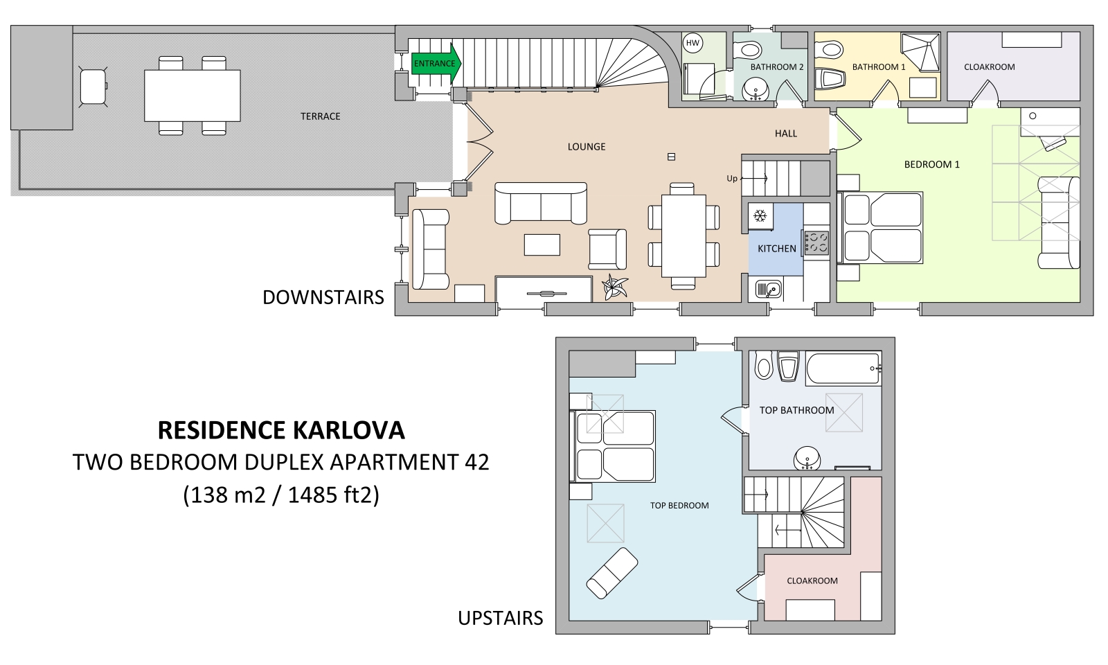 Floorplan of apartment 42 in Residence Karlova in Prague