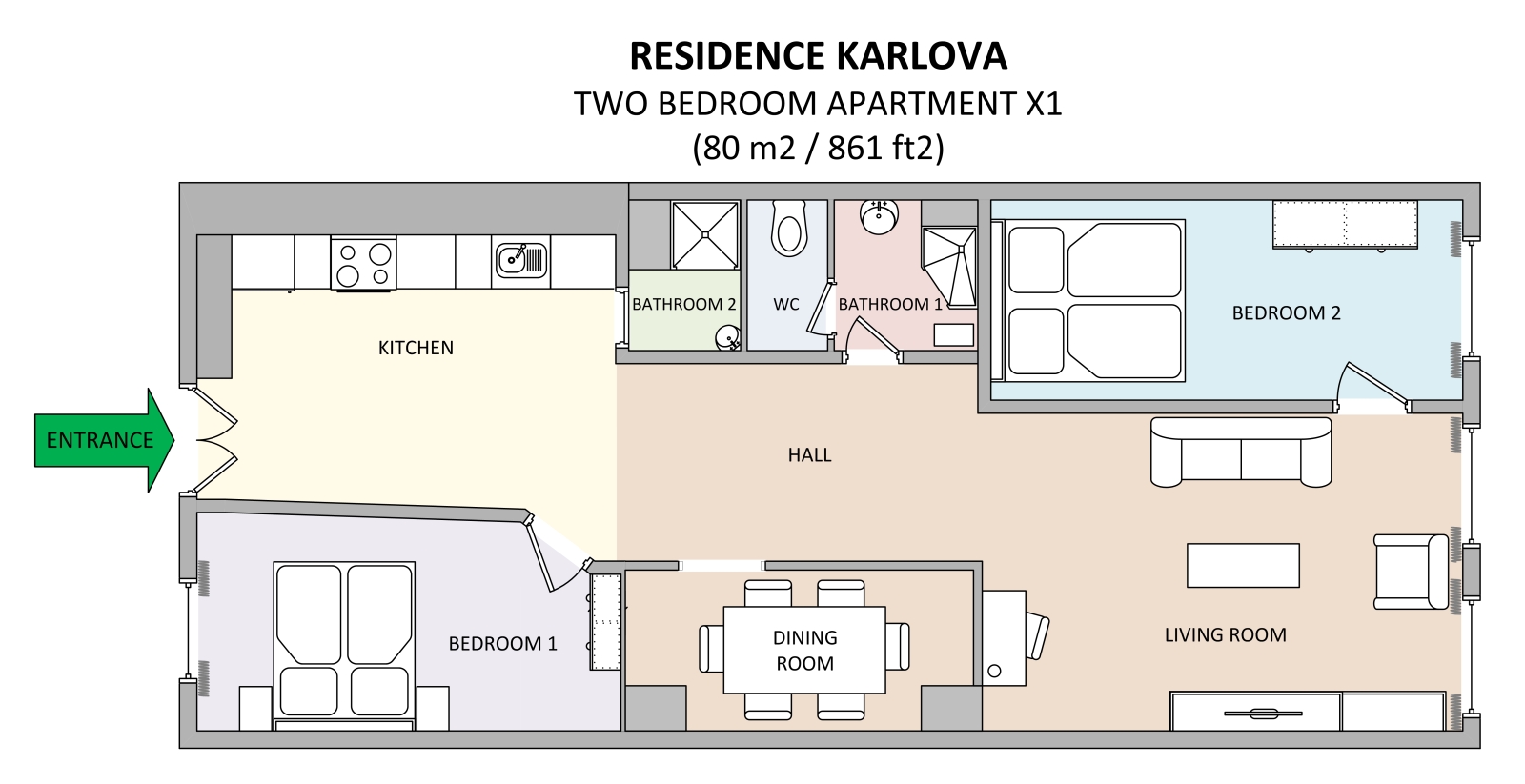 Floorplan of apartment x1 in Residence Karlova in Prague