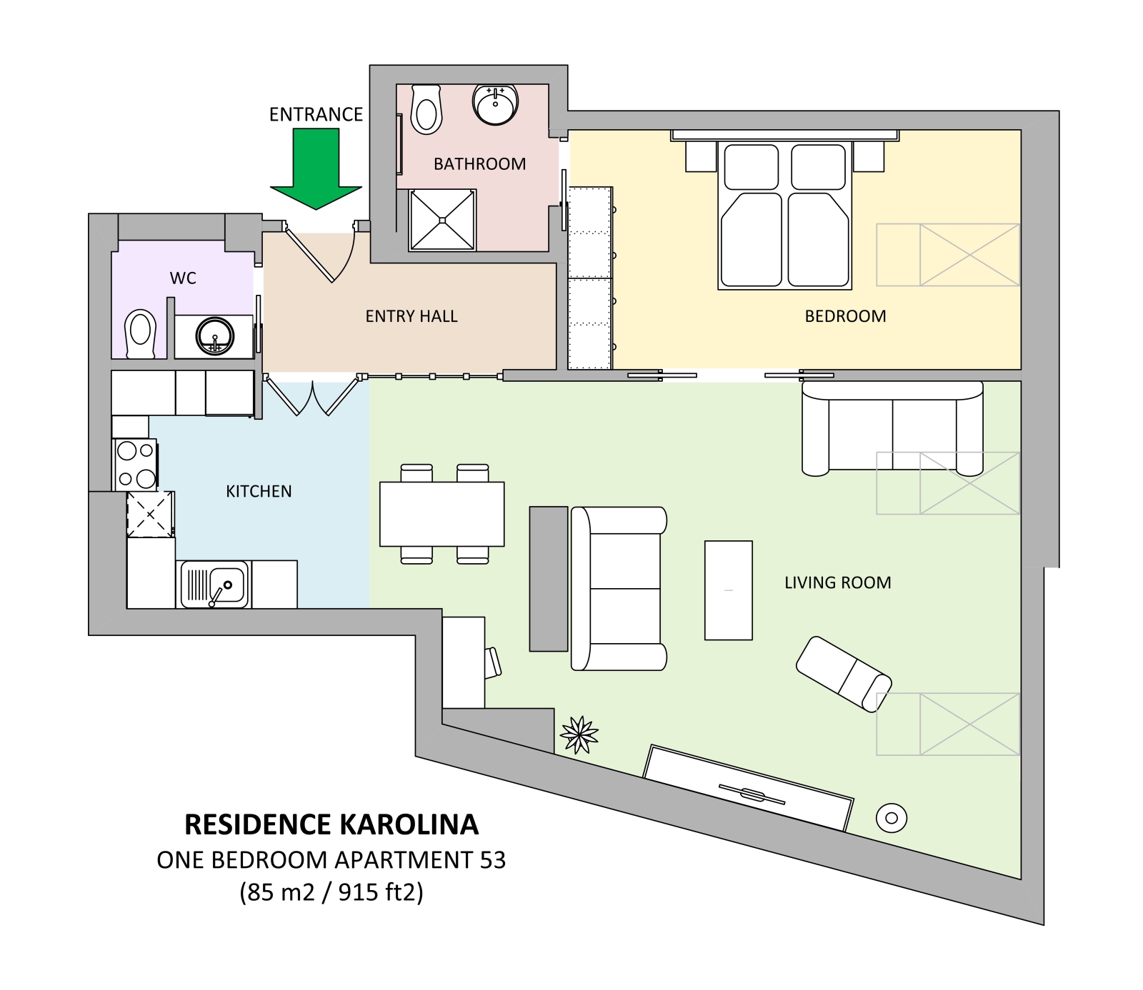 Floorplan of apartment 53 in Residence Karolina in Prague