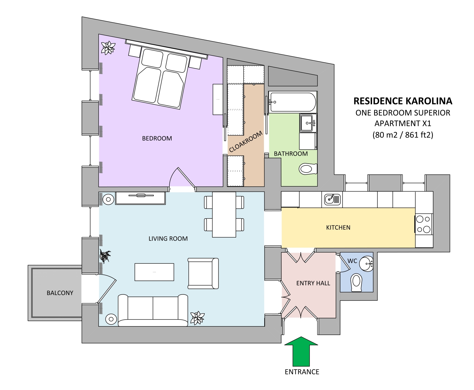 Floorplan of apartment x1 in Residence Karolina in Prague