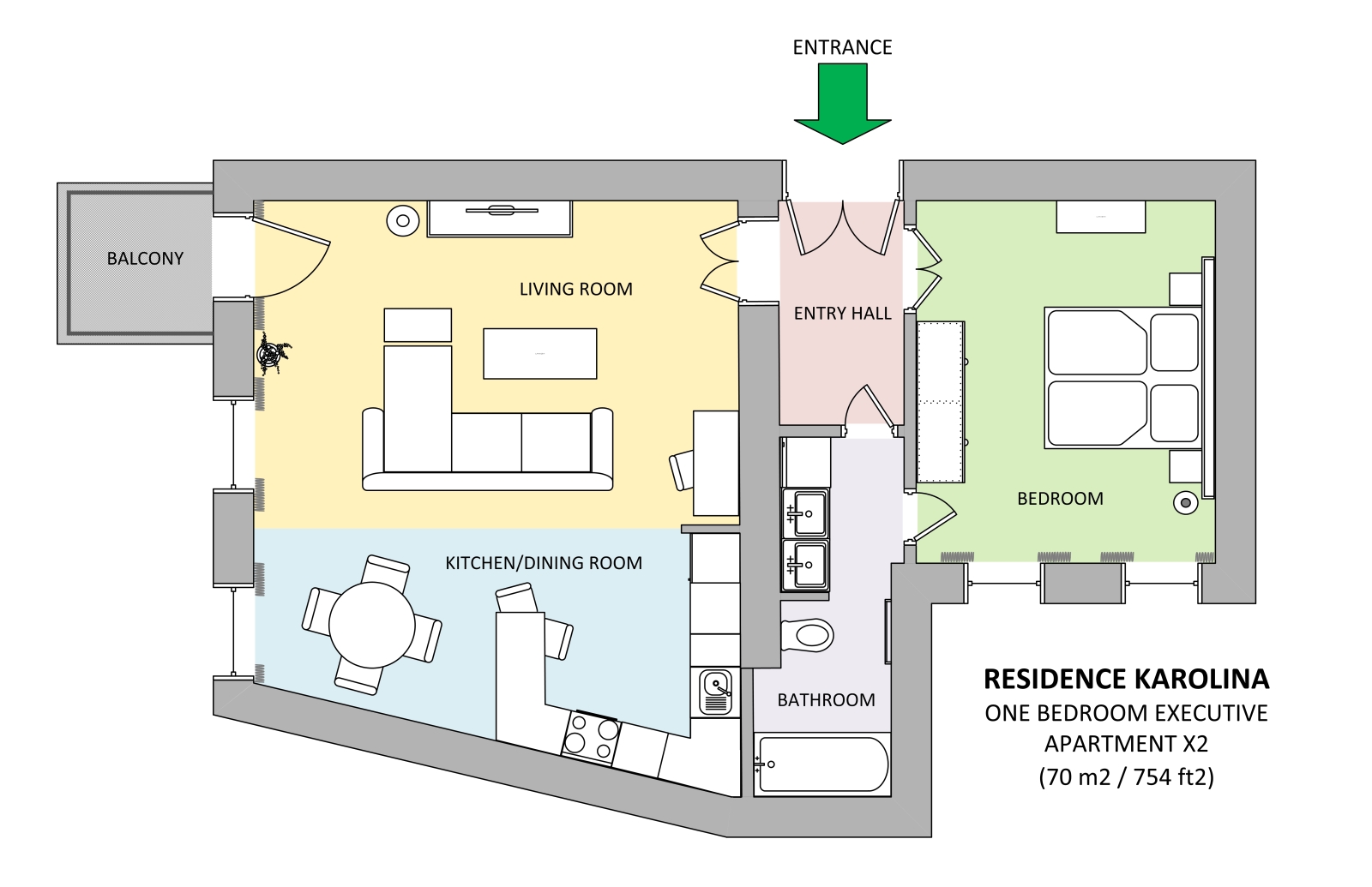 Floorplan of apartment x2 in Residence Karolina in Prague