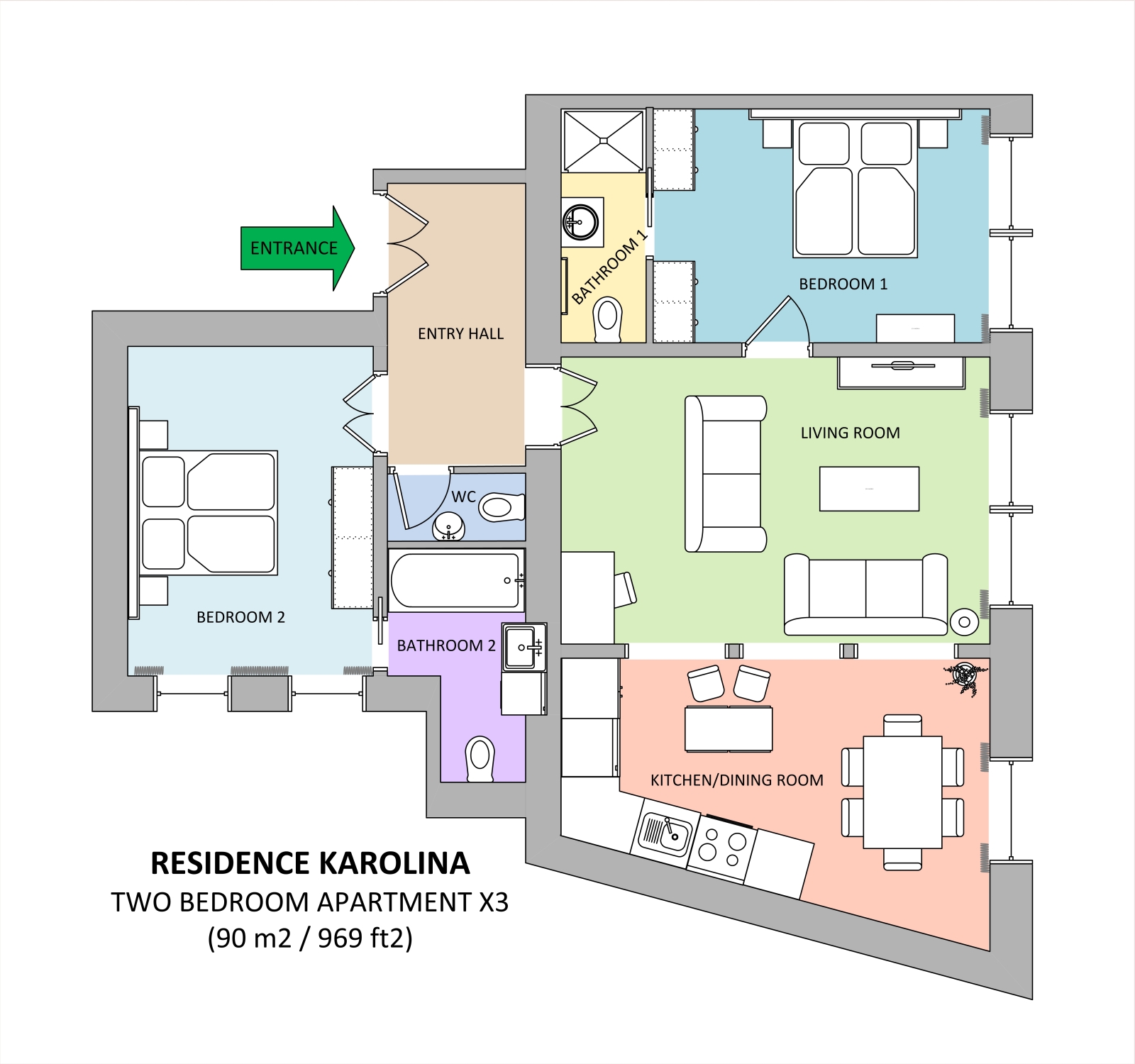 Floorplan of apartment x3 in Residence Karolina in Prague