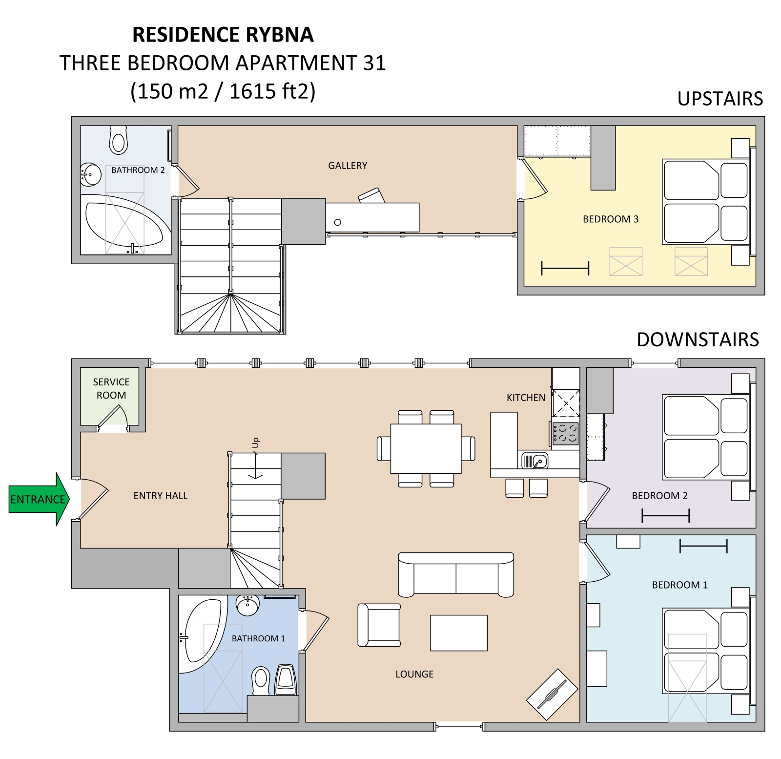 Floorplan of apartment 31 in Rybna Residence in Prague