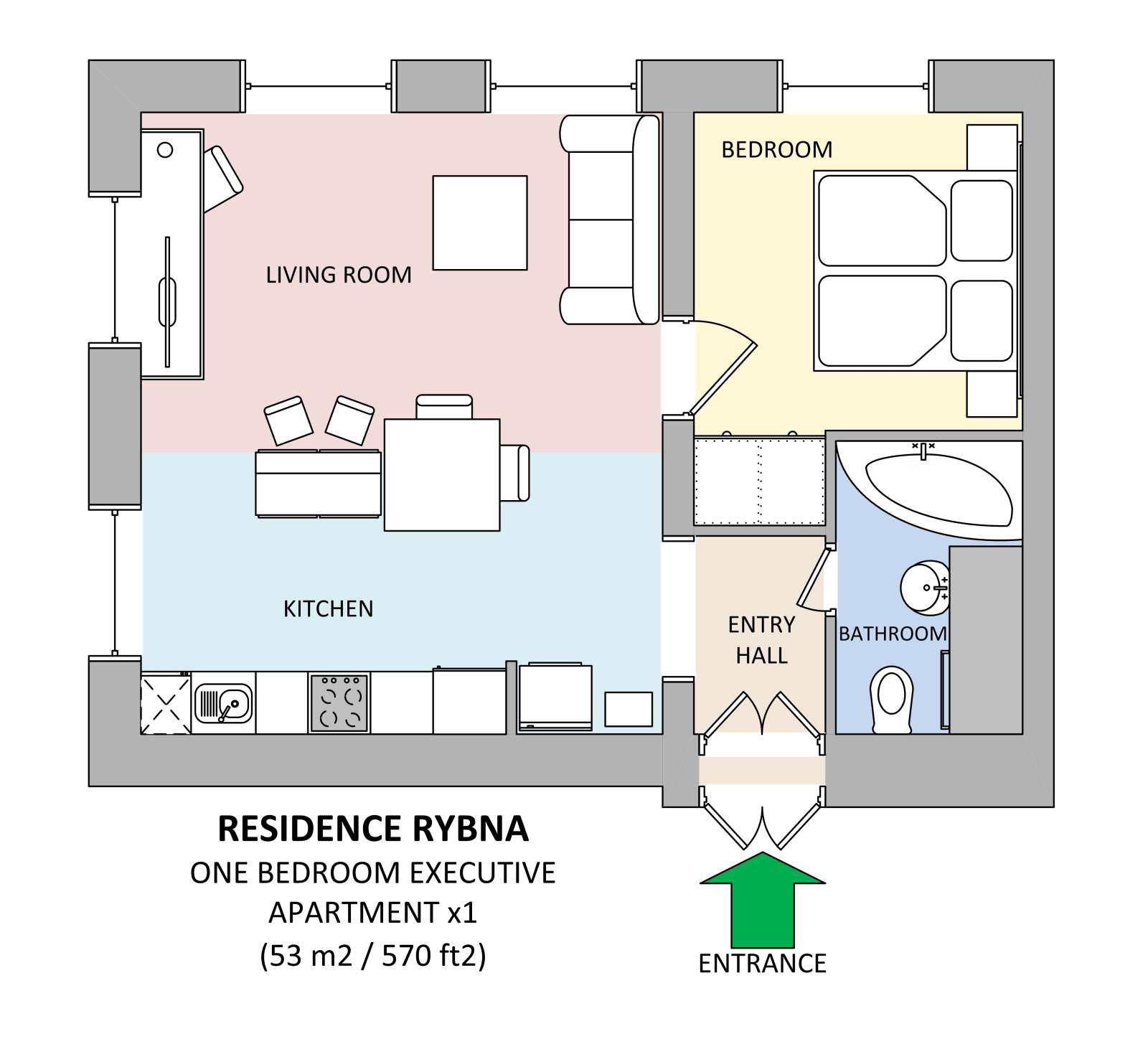 Floorplan of apartment x1 in Rybna Residence in Prague