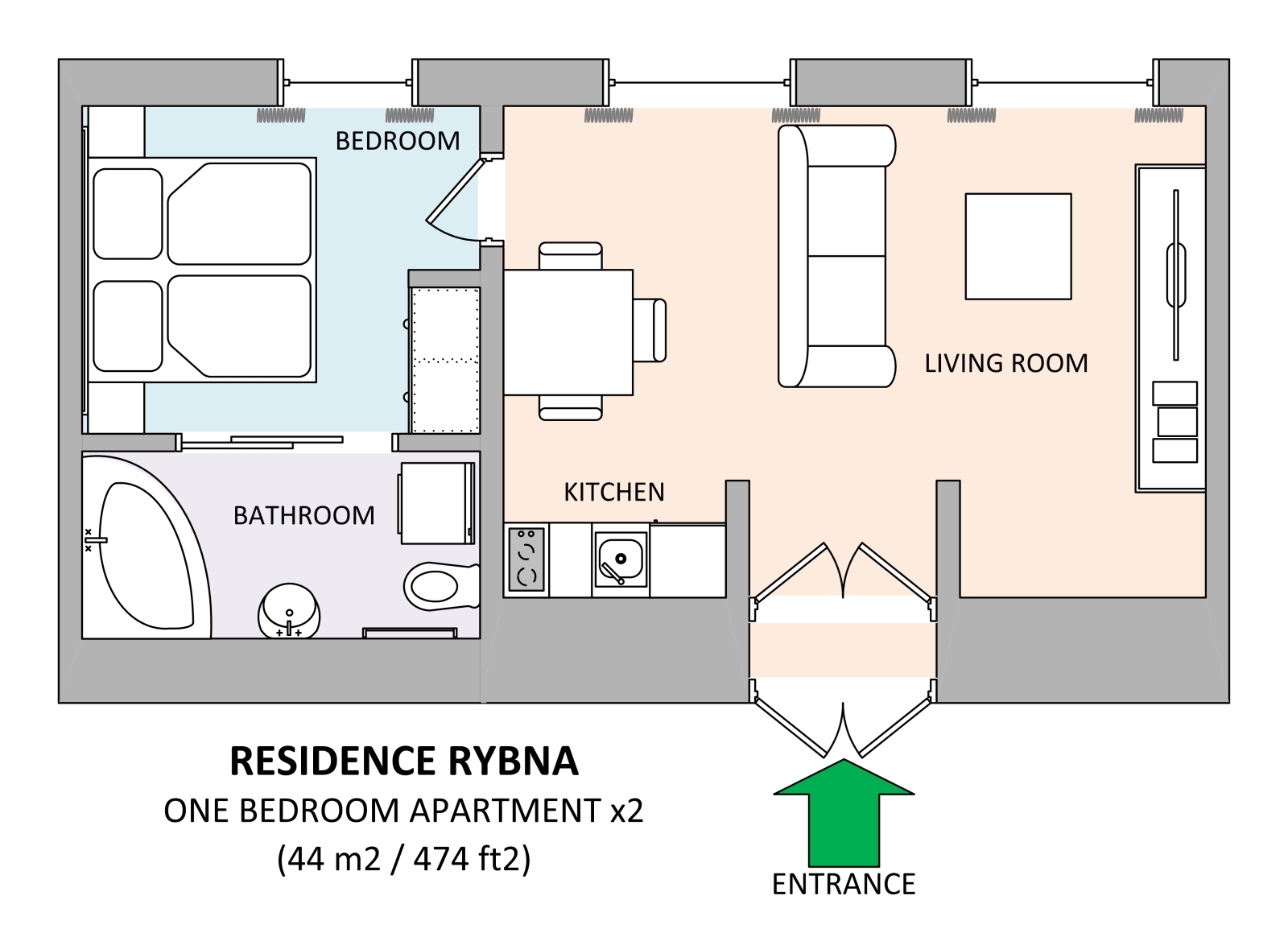 Floorplan of apartment x2 in Rybna Residence in Prague